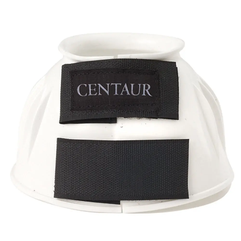 Medium Centaur Pvc Ribbed Double Hook And Loop Bell Boots White 1