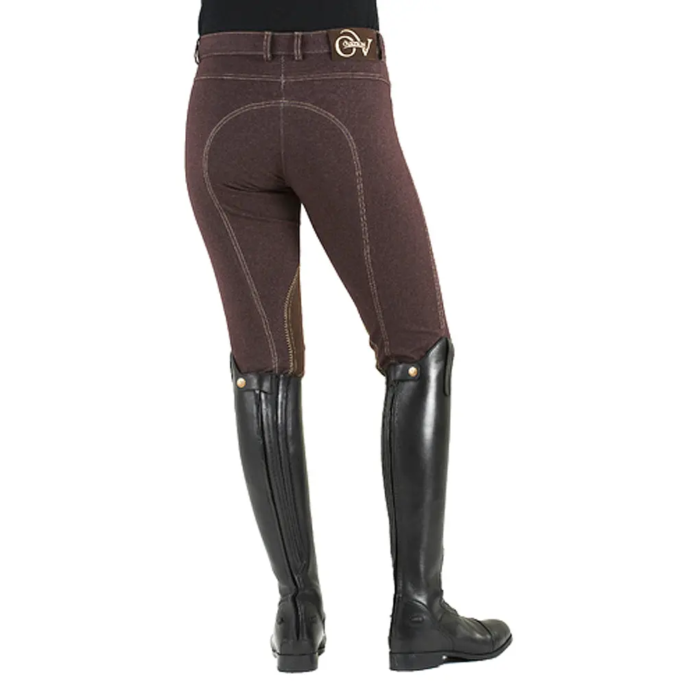 Ovation Euro Melange Knee Patch Breech Comfortable Denim-Knit Contrast Stitching 1