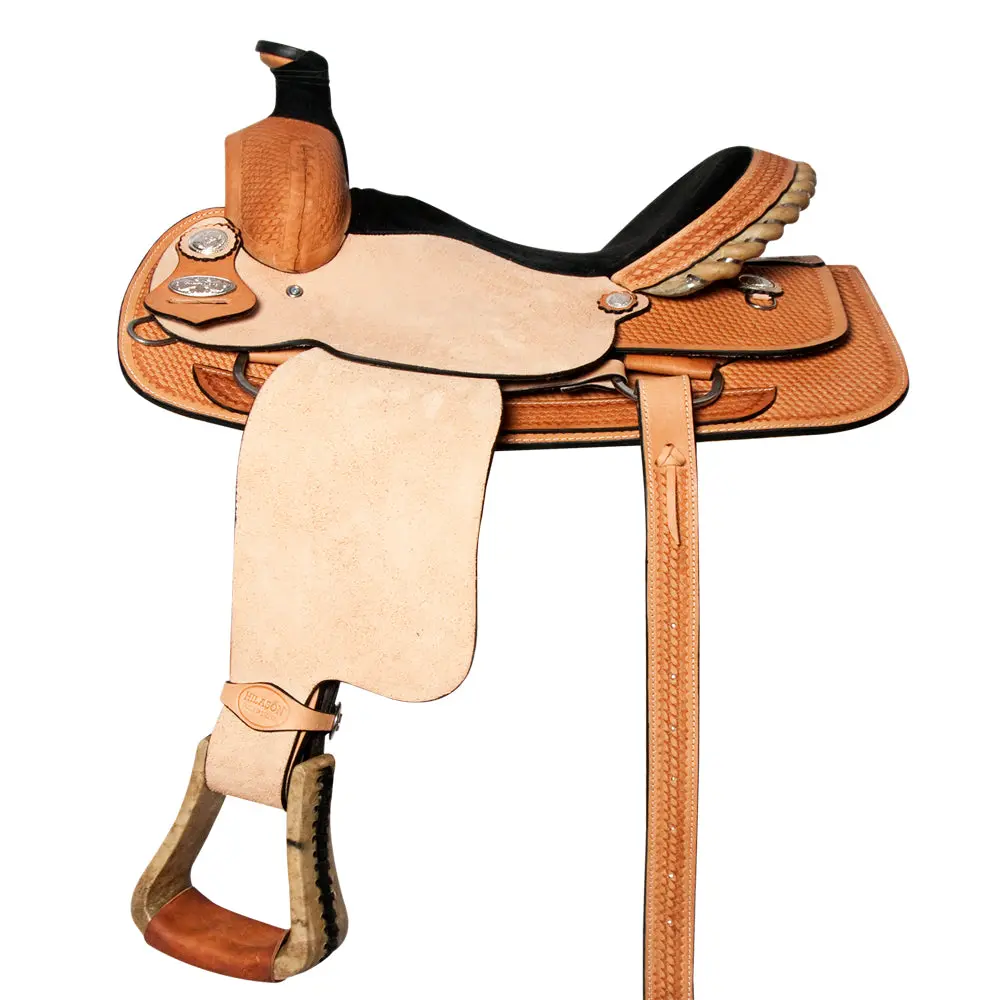 Hilason Western Horse Saddle American Leather Basketweave Ranch Roping Cowboy | Hand Tooled Wade & For Horses 1