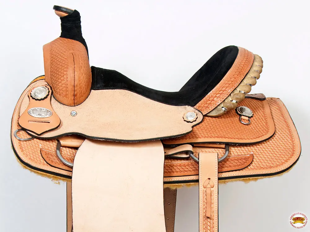 Hilason Western Horse Saddle American Leather Ranch Roping Cowboy | Hand Tooled Wade & For Horses 2