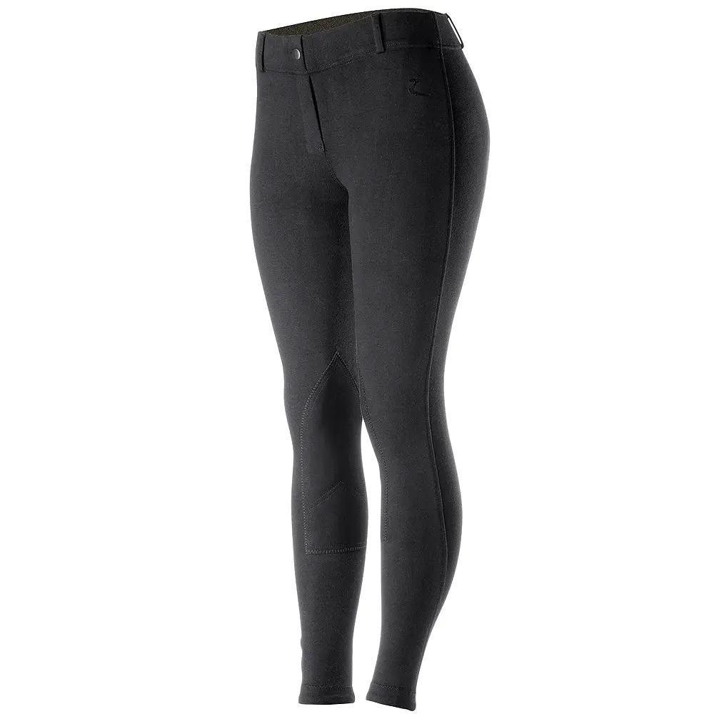 34" Horze Ella Womens Pull On Knee Patch Breeches Soft Slightly Stretchy Black 2