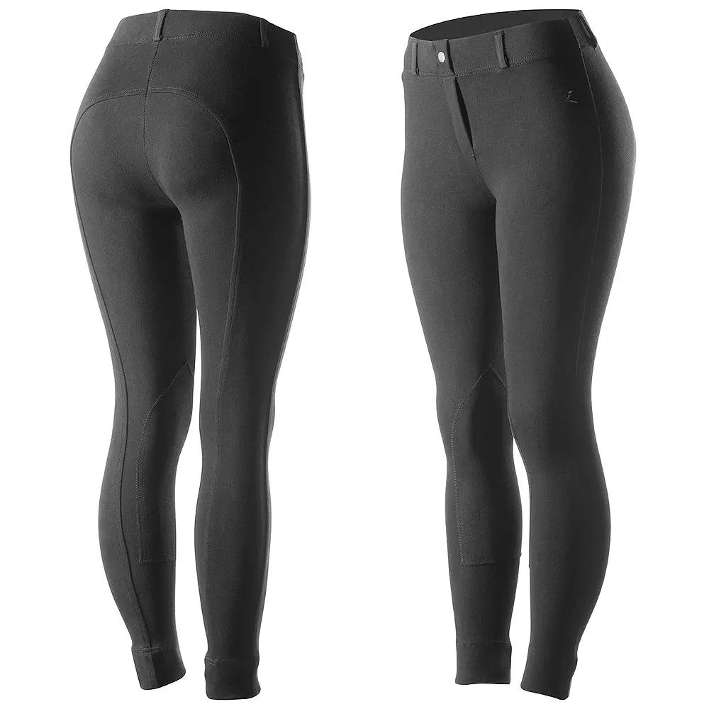 34" Horze Ella Womens Pull On Knee Patch Breeches Soft Slightly Stretchy Black 1