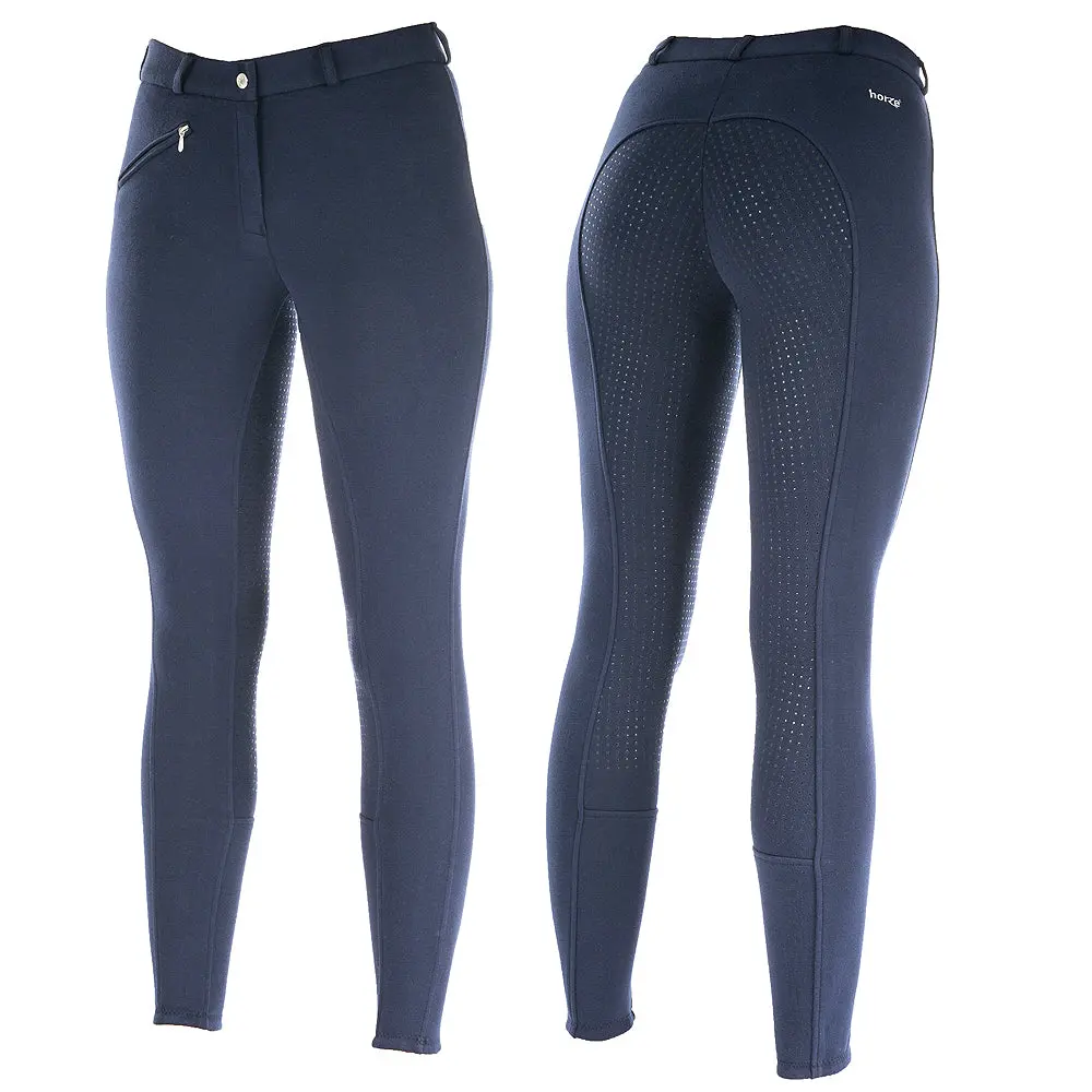 44" Horze Womens Active Silicone Grip Full Seat Breeches Peacoat Dark Blue 1