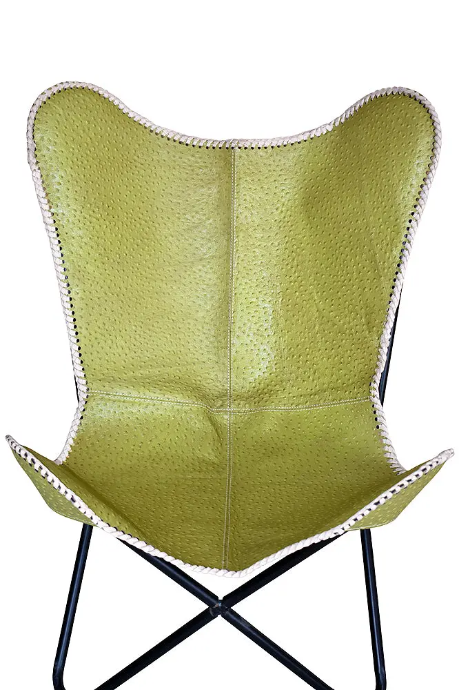 Genuine Leather Butterfly Chair Folding Lounge Modern Sling Accent Seat 2