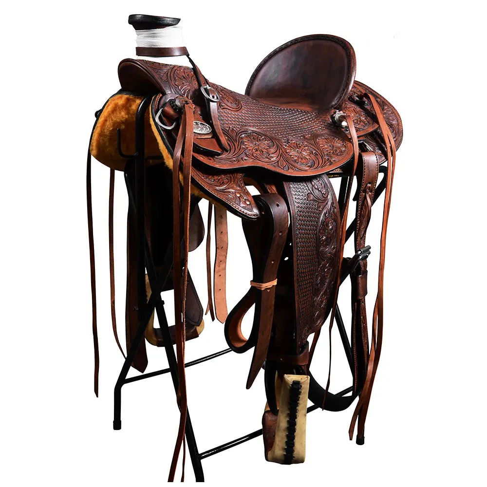 Hilason Western Horse Wade Saddle American Leather Ranch Roping Dark Brown | Hand Tooled & For Horses 1