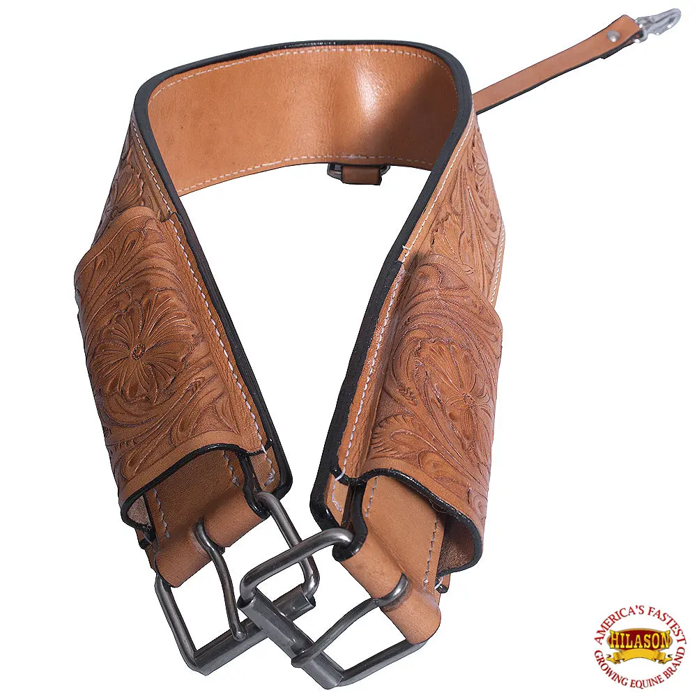 Hilason Horse Western Leather Back Rear Cinch Flank Girth | Saddle Stainless Steel |Saddle 1