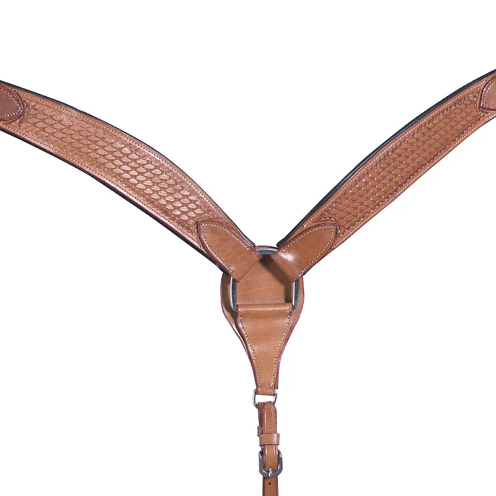 Western Horse Breast Collar Leather Tan Basket Comfytack 1