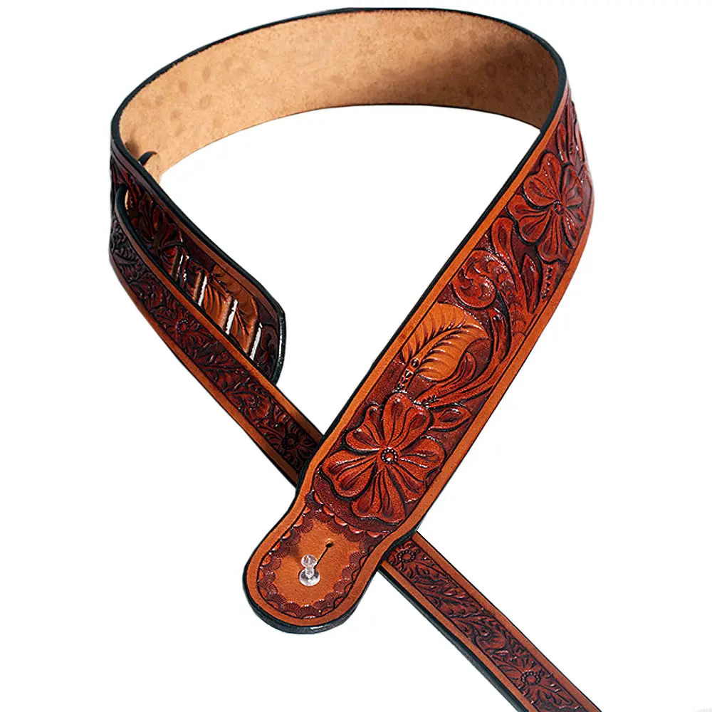 Leather Guitar Bass Strap 3.25" Mahogany Great American 1