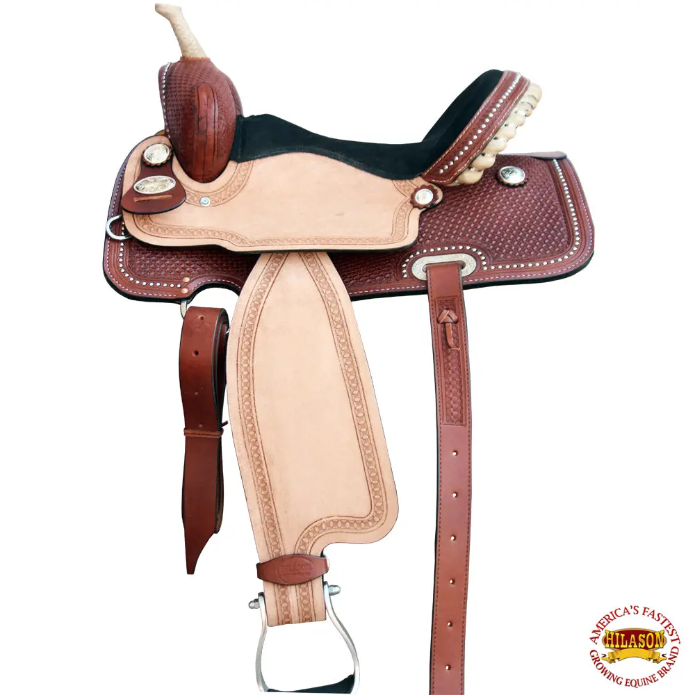 Hilason Western Horse Saddle Leather Barrel Racing Trail Pleasure | Treeless For Horses 1