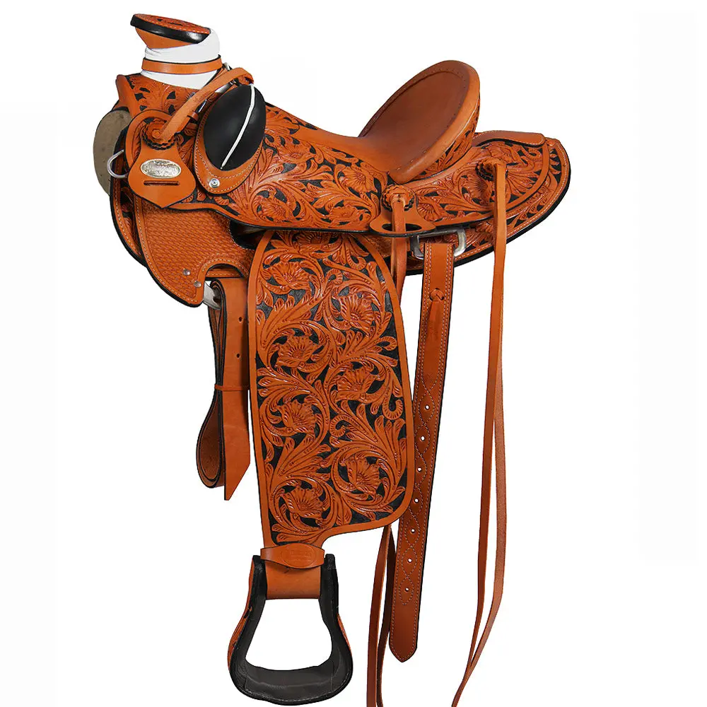 Hilason Western Horse Wade Saddle American Leather Ranch Roping Oiled | Hand Tooled & For Horses 1