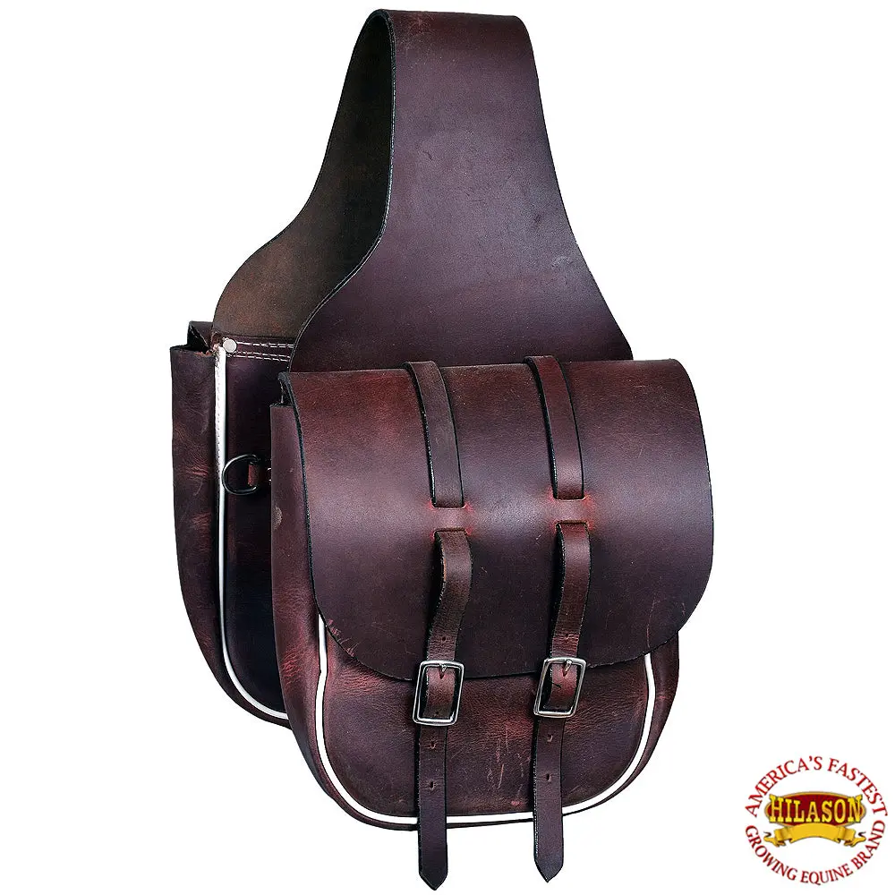 Hilason Soft Leather Horse Saddle Bag Dark Brown | Equestrian Western Adjustable Closure 2