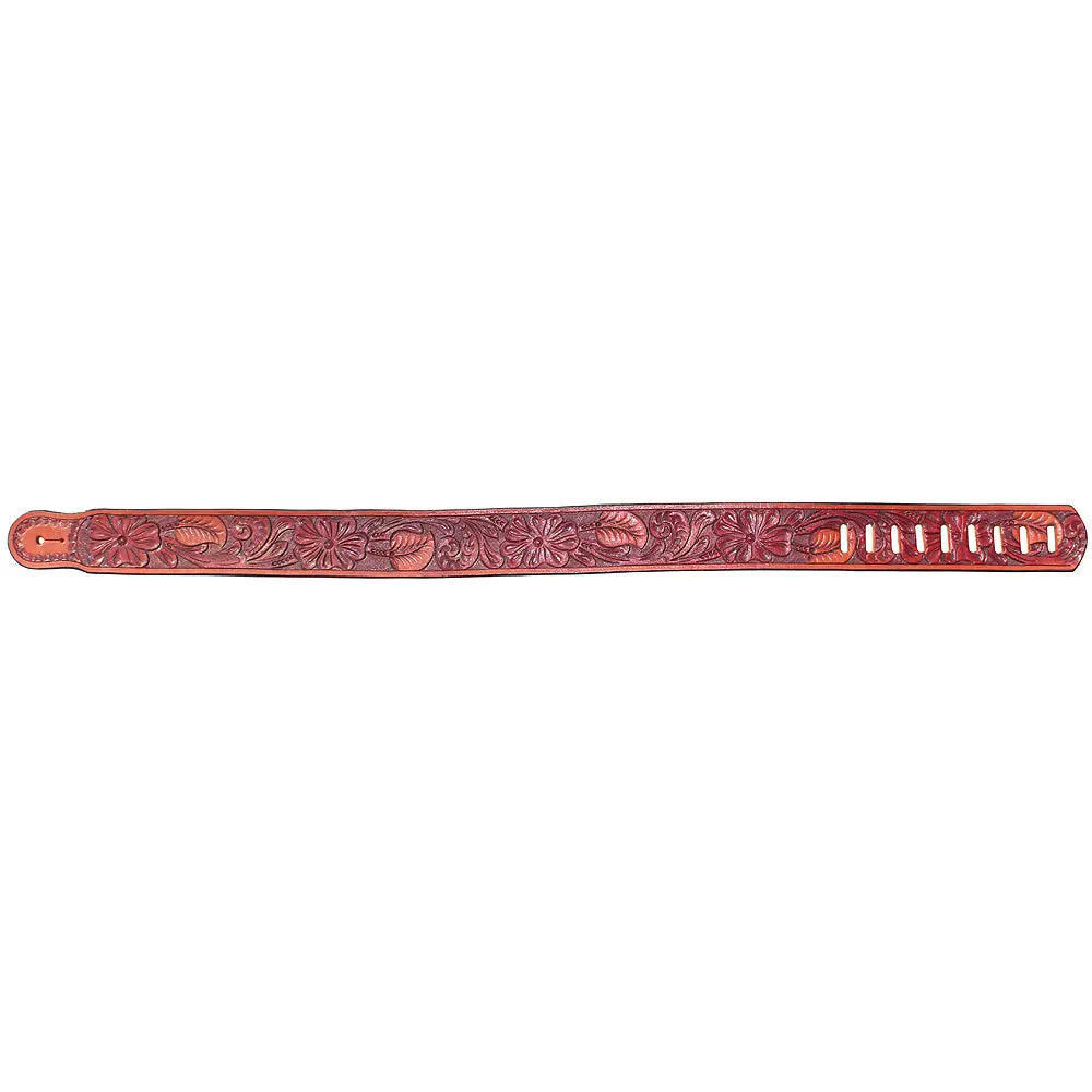 Leather Guitar Bass Strap 3.25" Dual Color Padded Mahogany Great American 1