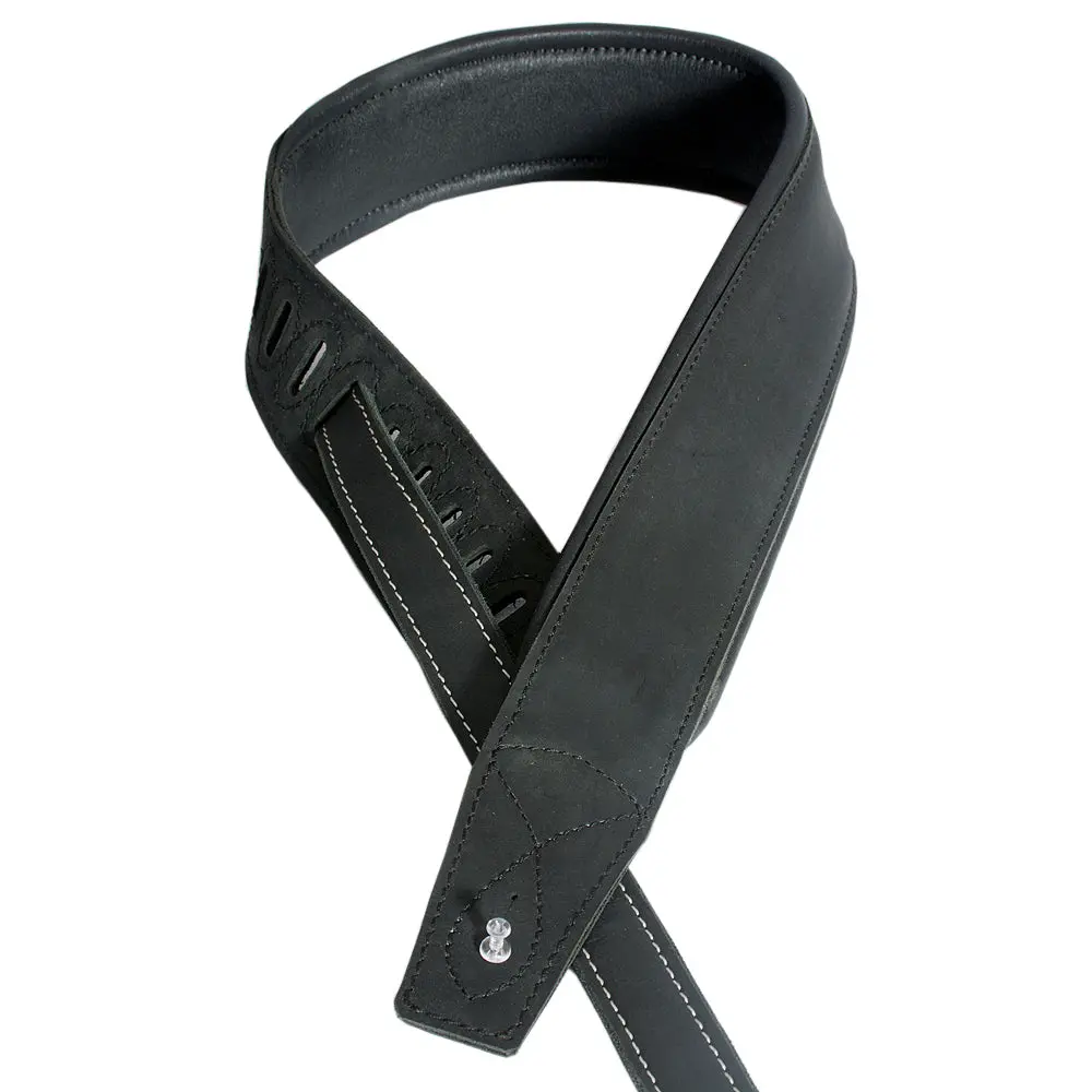 Leather Guitar Bass Strap 3.25" Dual Padded Distressed By Great American 1