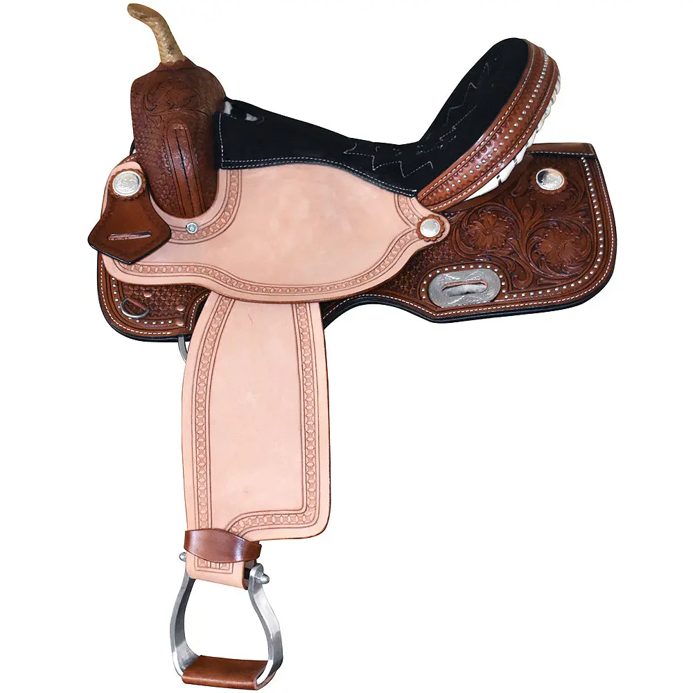 16 In Hilason Western Horse Barrel Racing Saddle Trail American Leather Brown 1