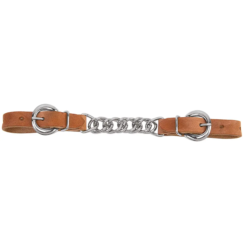 3-1/2 In Weaver Harness Leather Single Flat Link Chain Curb Strap Russet 1