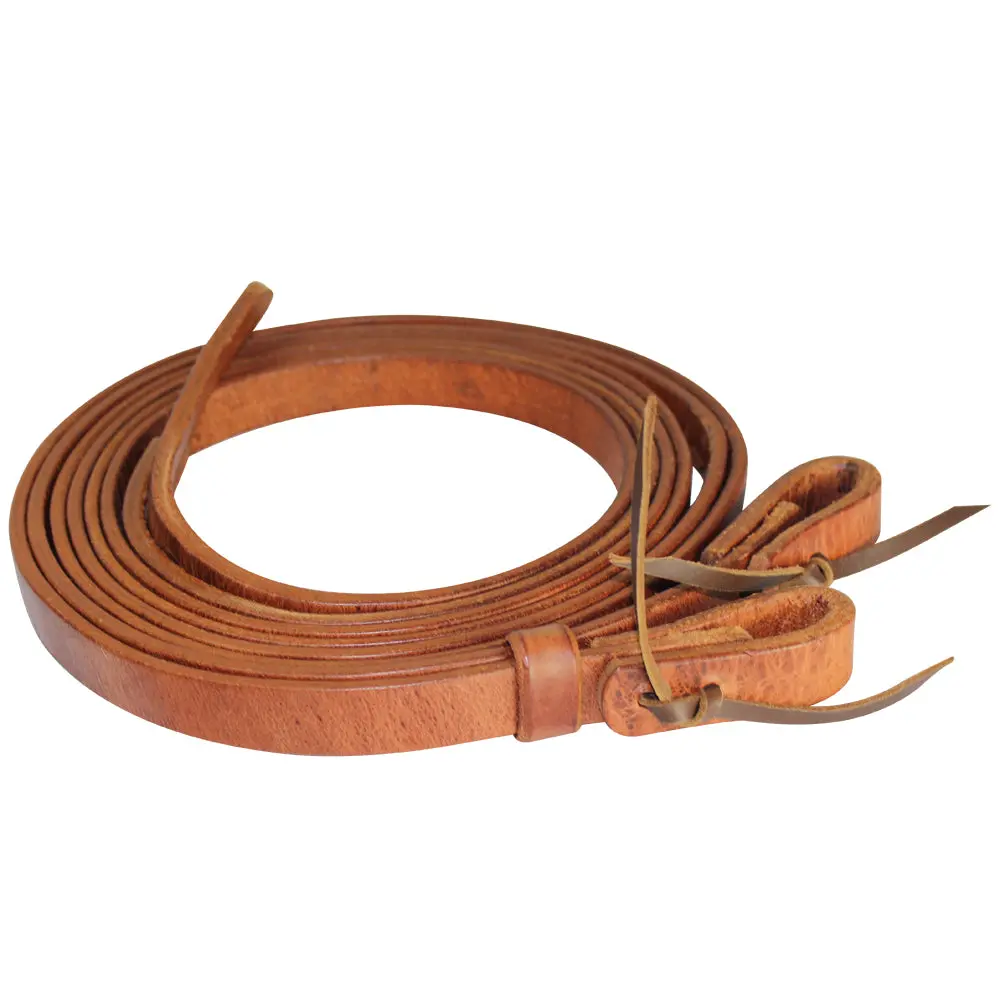 Hilason Leather Horse Split Reins Water Loops Tie Laces Brown 1