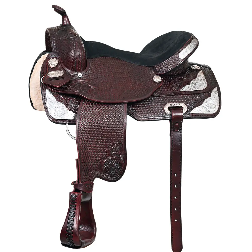Hilason Western Horse Saddle American Leather Treeless Trail Barrel | For Horses 1