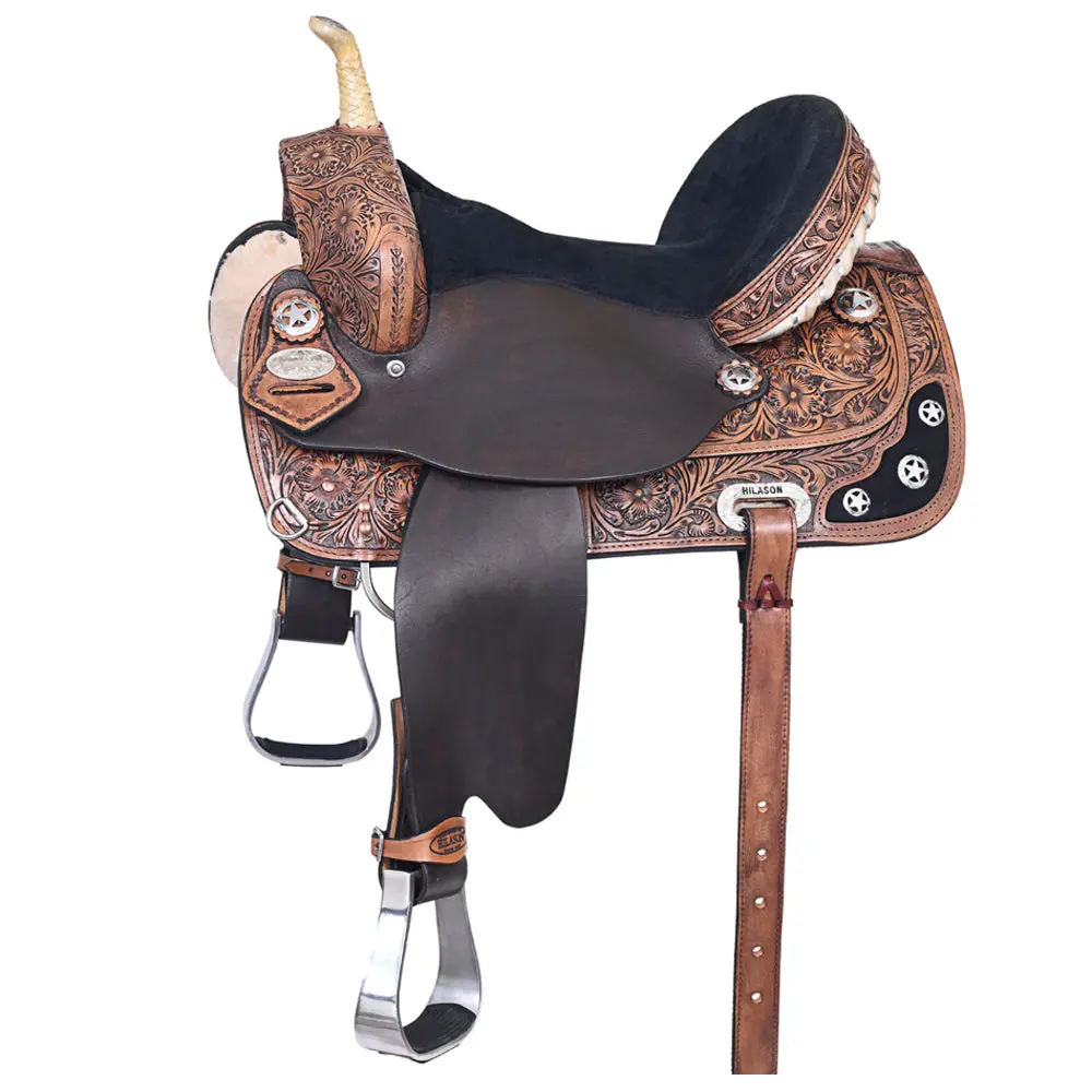 Hilason Western Horse Saddle American Leather Treeless Trail Barrel | For Horses 1