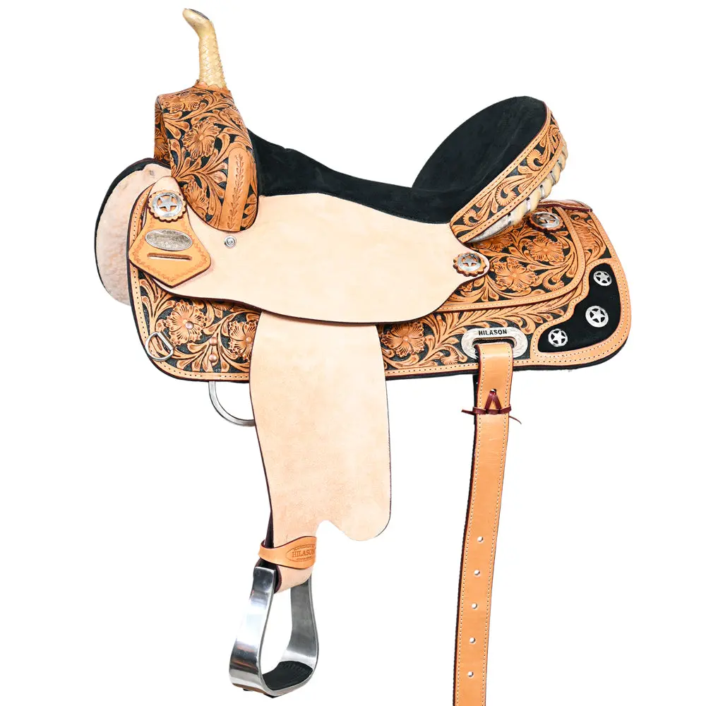 Hilason Western Horse Saddle American Leather Treeless Trail Barrel | For Horses 1