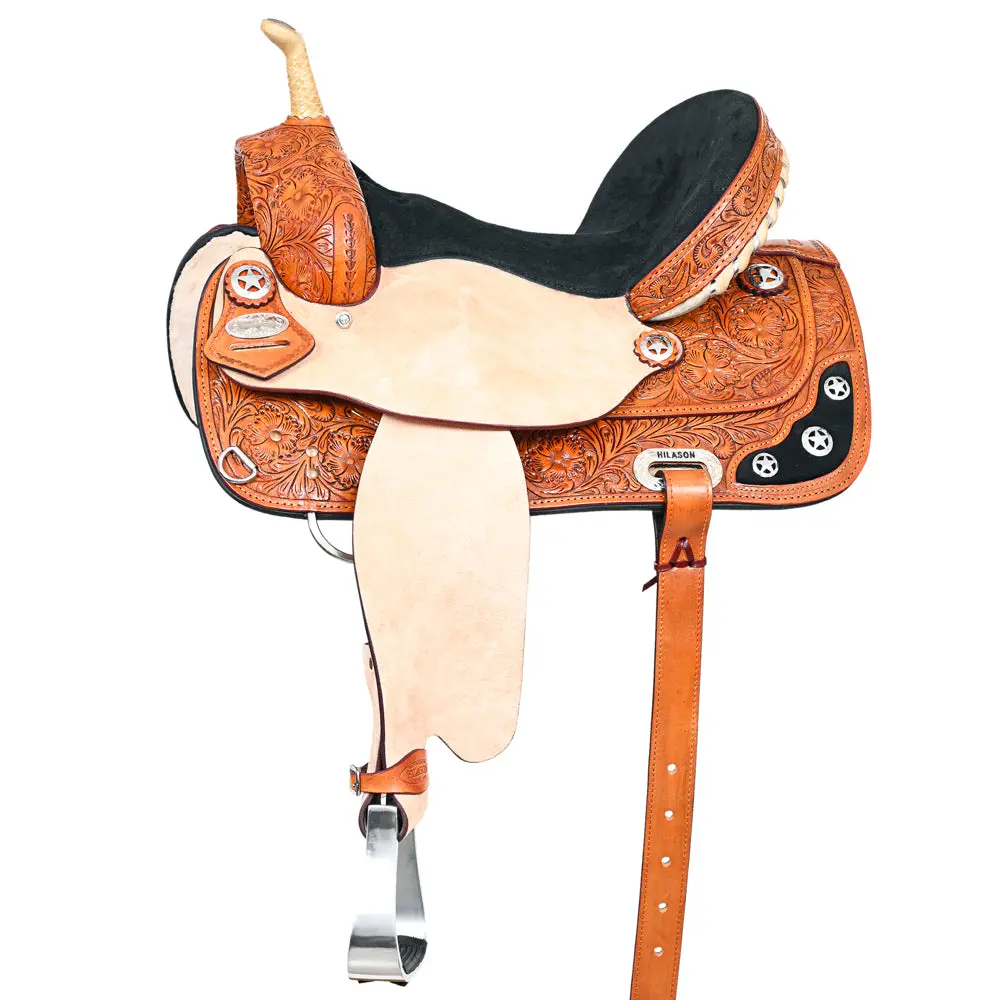 Hilason Western Horse Saddle American Leather Treeless Trail Barre | Barrel For Horses 1