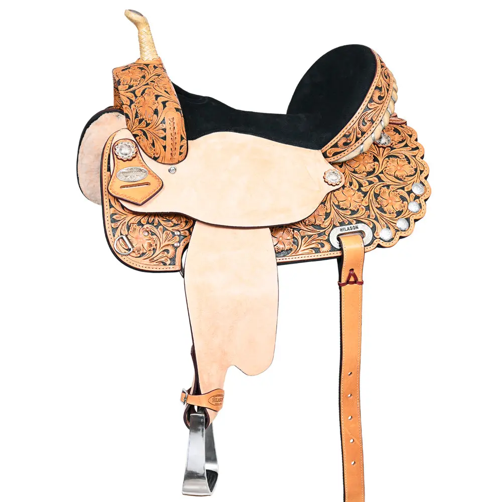 Hilason Western Horse Saddle American Leather Treeless Trail Barrel | For Horses 1