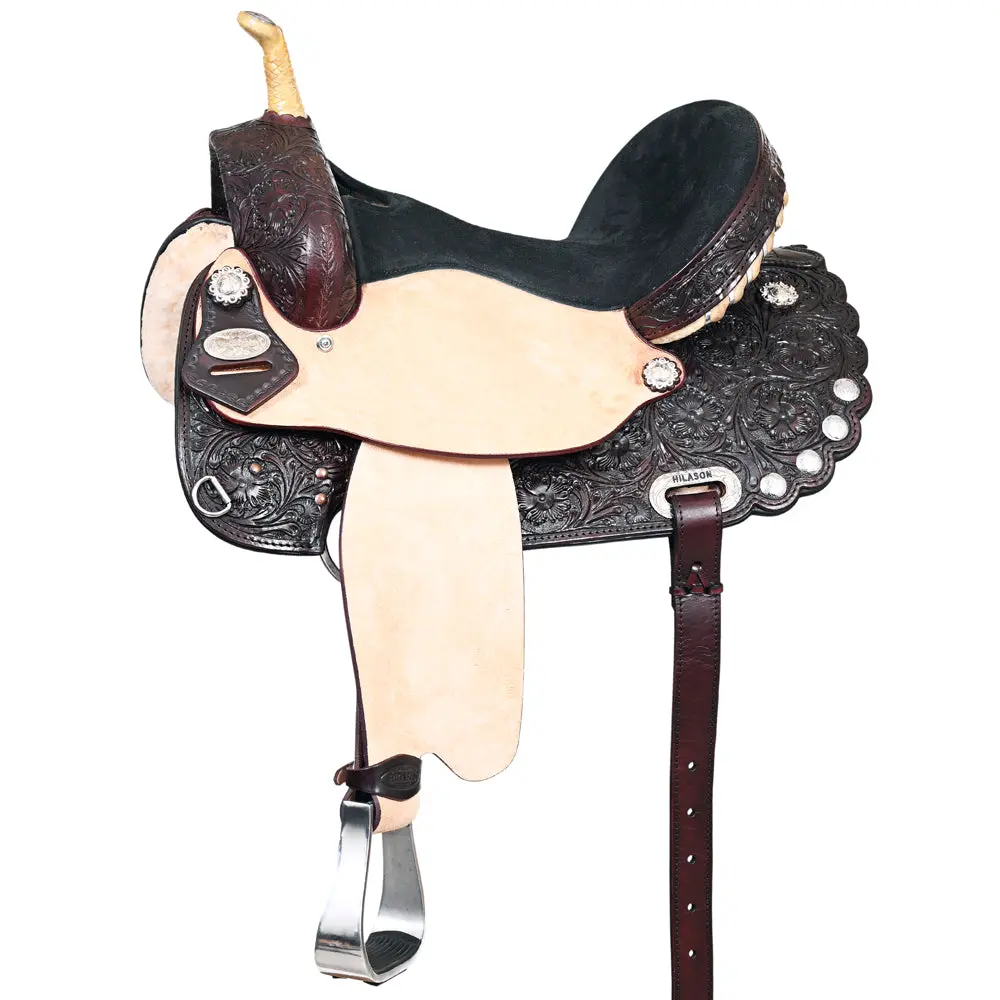 Hilason Western Horse Saddle American Leather Treeless Trail Barrel | For Horses 1
