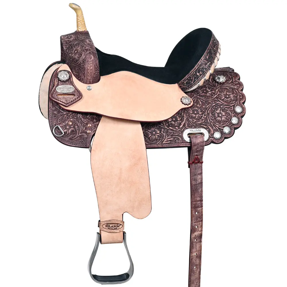Hilason Western Horse Saddle American Leather Treeless Trail Barrel | For Horses 1