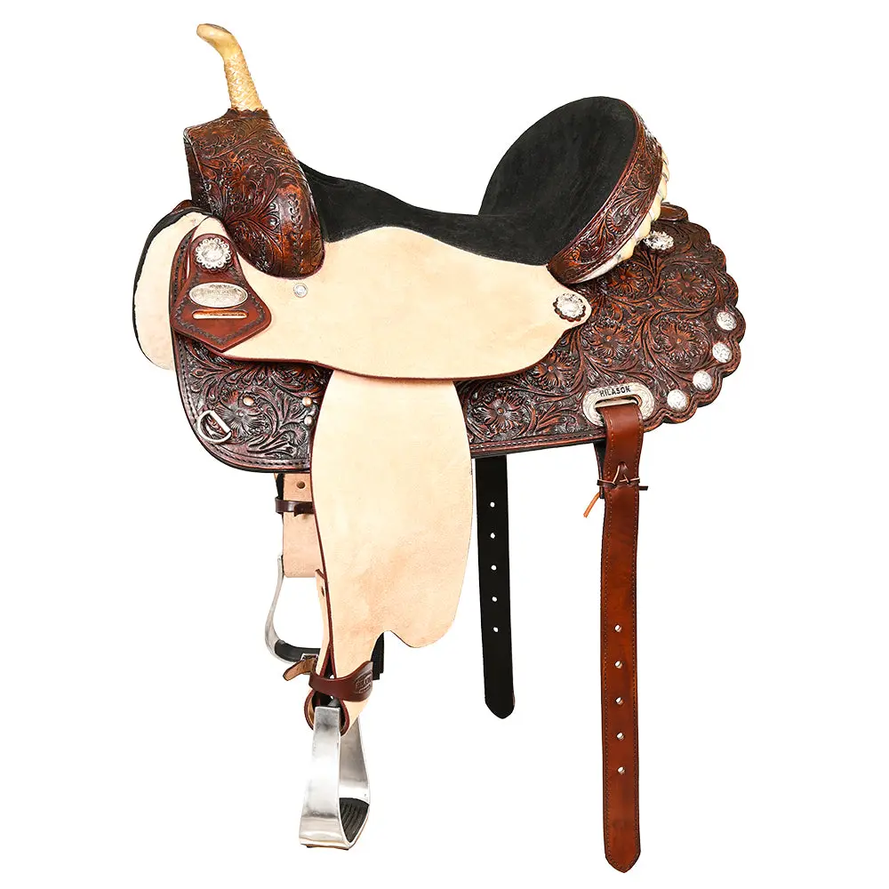 Hilason Western Horse Saddle American Leather Treeless Trail Barrel | For Horses 1