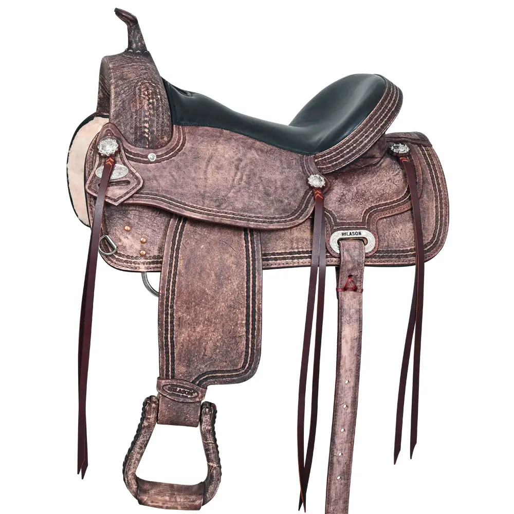 Hilason Western Horse Saddle American Leather Treeless Trail Pleasure | Barrel For Horses 1