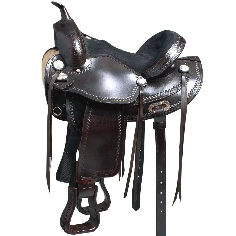 Hilason Western Horse Saddle American Leather Treeless Trail Pleasure | Barrel For Horses 1