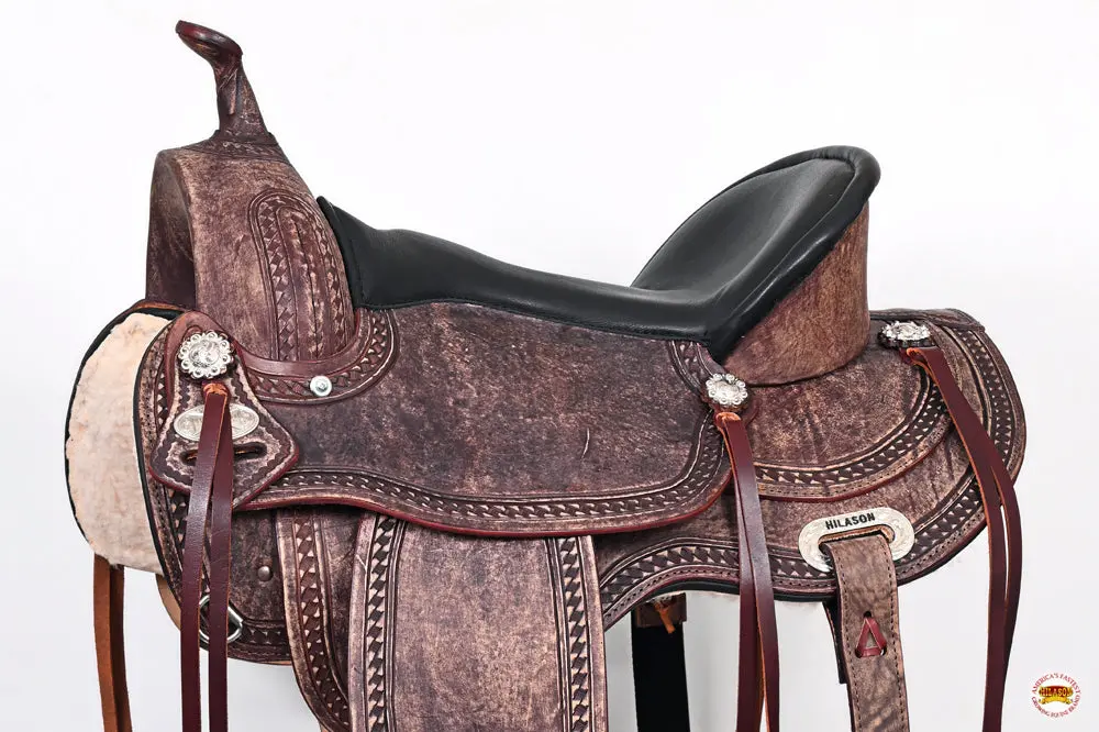 Hilason Western Horse Saddle American Leather Treeless Trail Pleasure | Barrel For Horses 2