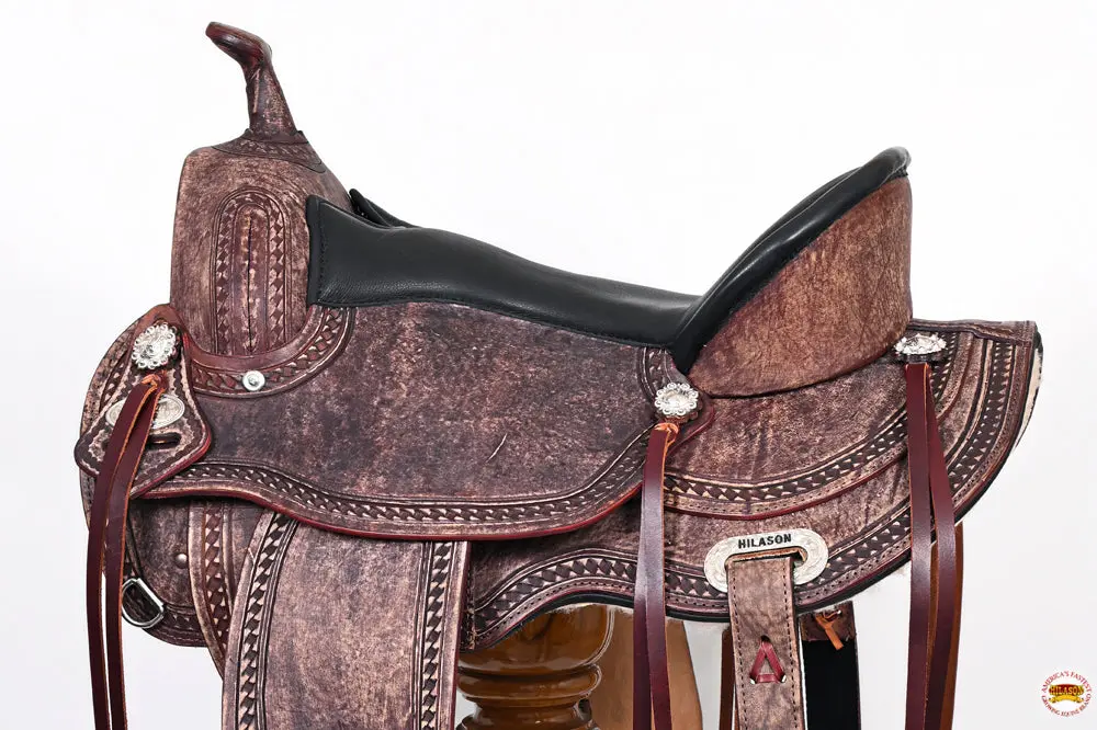 Hilason Western Horse Saddle American Leather Treeless Trail Pleasure | Barrel For Horses 4