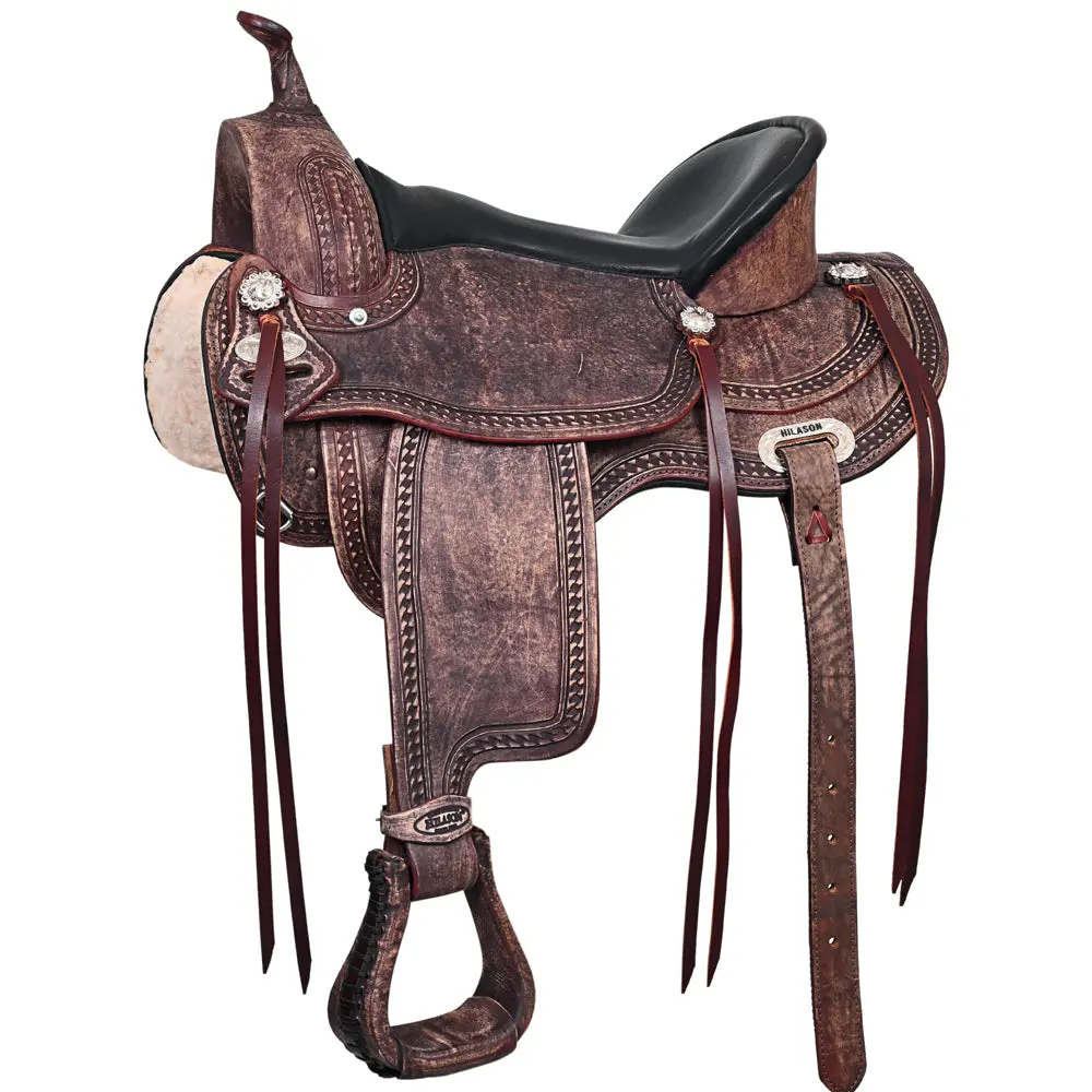 Hilason Western Horse Saddle American Leather Treeless Trail Pleasure | Barrel For Horses 1
