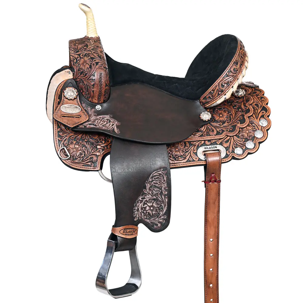 Hilason Western Horse Saddle American Leather Treeless Trail Barrel | For Horses 1