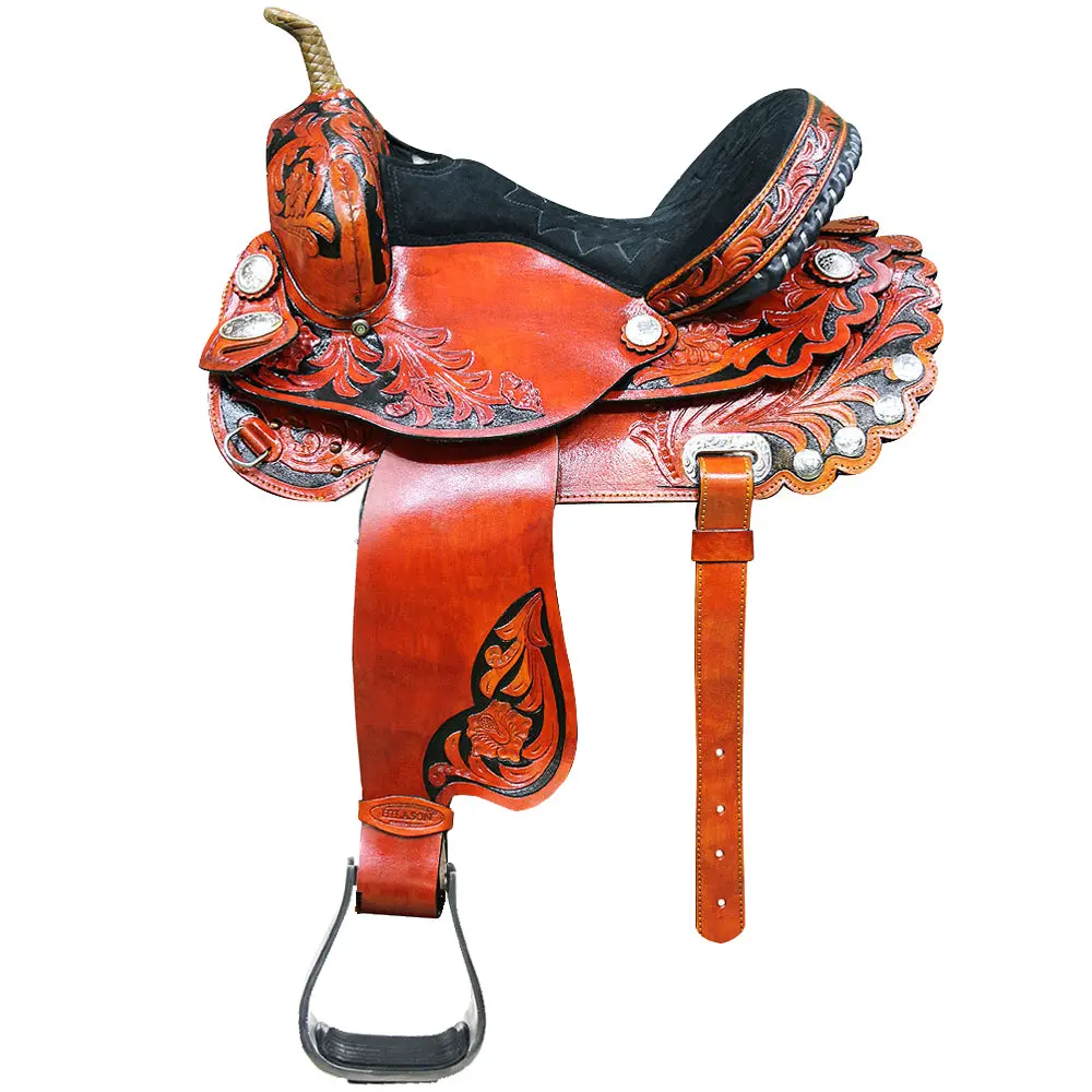 Hilason Western Horse Saddle American Leather Treeless Trail Barrel | For Horses 1