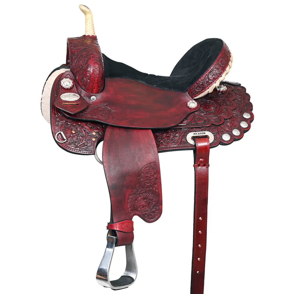 Hilason Western Horse Saddle American Leather Treeless Trail Barrel | For Horses 1