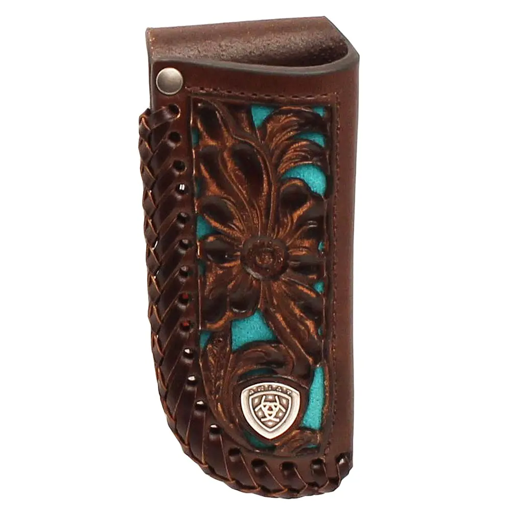 Ariat Leather Knife Sheath Floral Embossed Overlay Turquoise Underlay 1