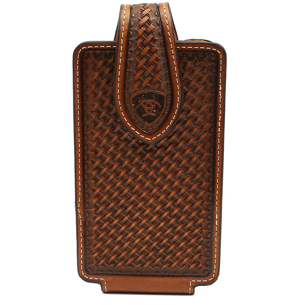 Ariat Men's Basketweave Embossed Cell Phone Case Brown 1
