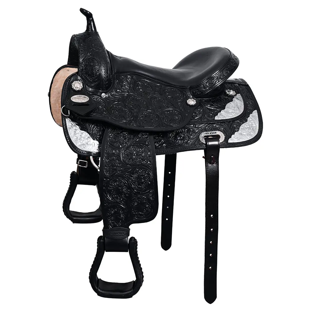 Hilason Western Horse Saddle American Leather Flex Tree Trail & Pleasure Black | For Horses 1