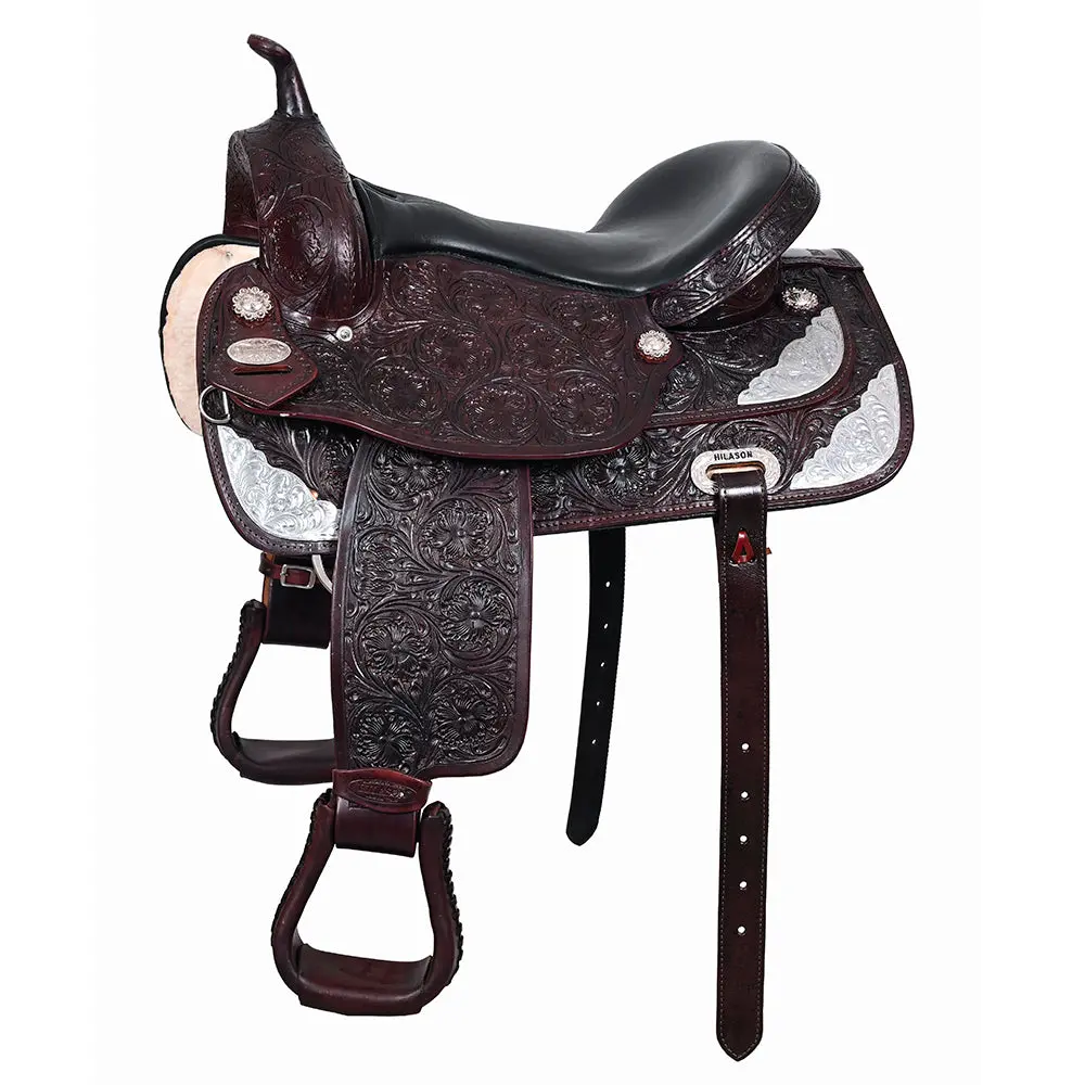 Hilason Western Horse Saddle American Leather Flex Tree Trail & Pleasure Dark Brown | For Horses 1