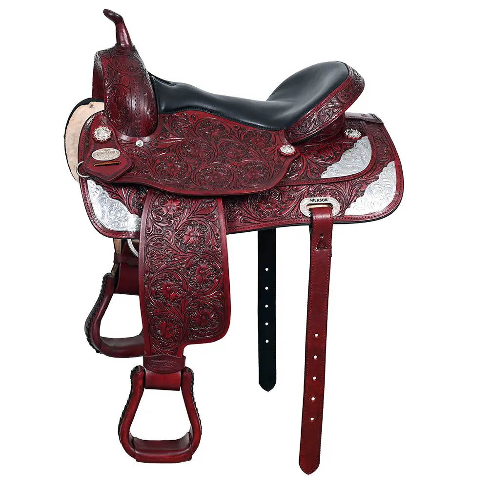 Hilason Western Horse Saddle American Leather Flex Tree Trail & Pleasure Mahogany | For Horses 1