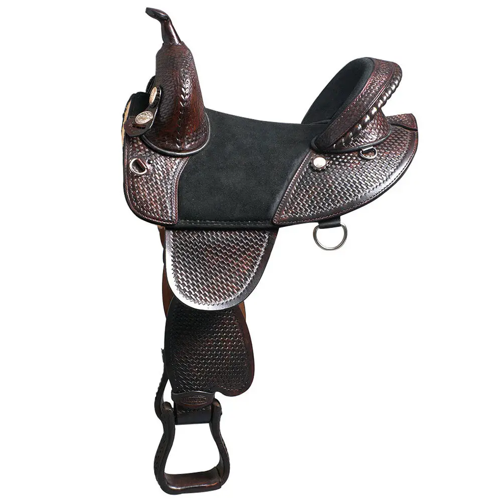 Hilason Western Horse Trail Barrel Racing American Leather Saddle | Treeless For Horses 1