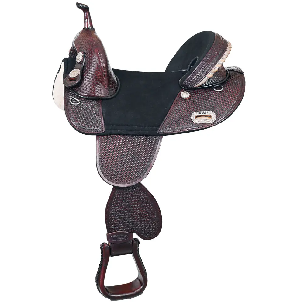 Hilason Western Horse Trail Barrel Racing American Leather Saddle | Treeless For Horses 1