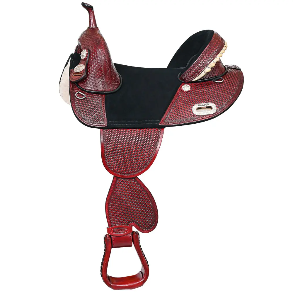 Hilason Western Horse Trail Barrel Racing American Leather Saddle | Treeless For Horses 1