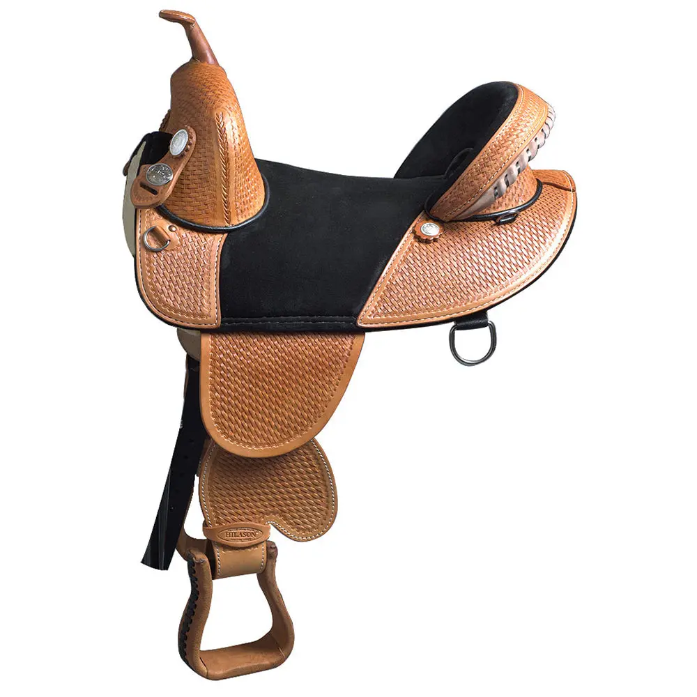 Hilason Western Horse Trail Barrel Racing American Leather Saddle | Treeless For Horses 1