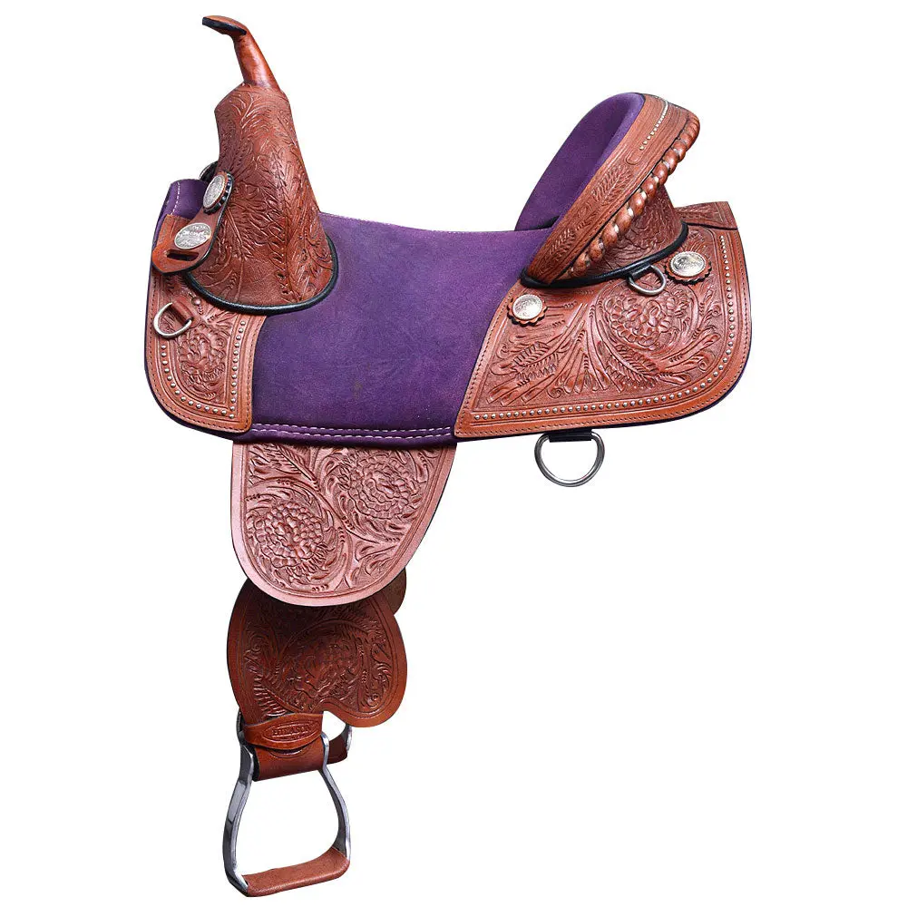 Hilason Western American Leather Trail Barrel Racing Horse Saddle | Treeless For Horses 1