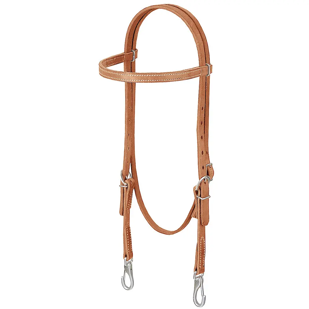 5/8" Weaver Leather Protack Browband Trainer Headstall W/ Snap Bit Ends 1