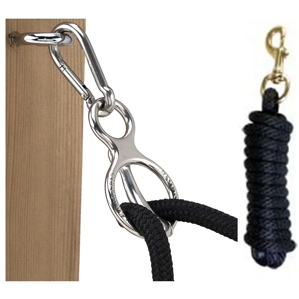 [ Set Of 4 ] Blocker Tie Ring || Horse Chrome + Pc 10' Poly Lead Rope 1