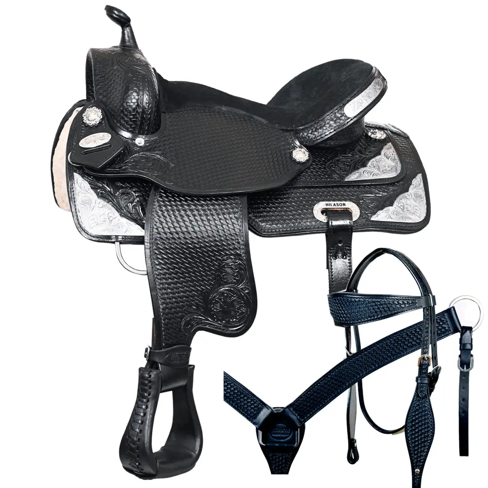 Hilason Western Horse Saddle American Leather Treeless Trail Barrel | For Horses 1
