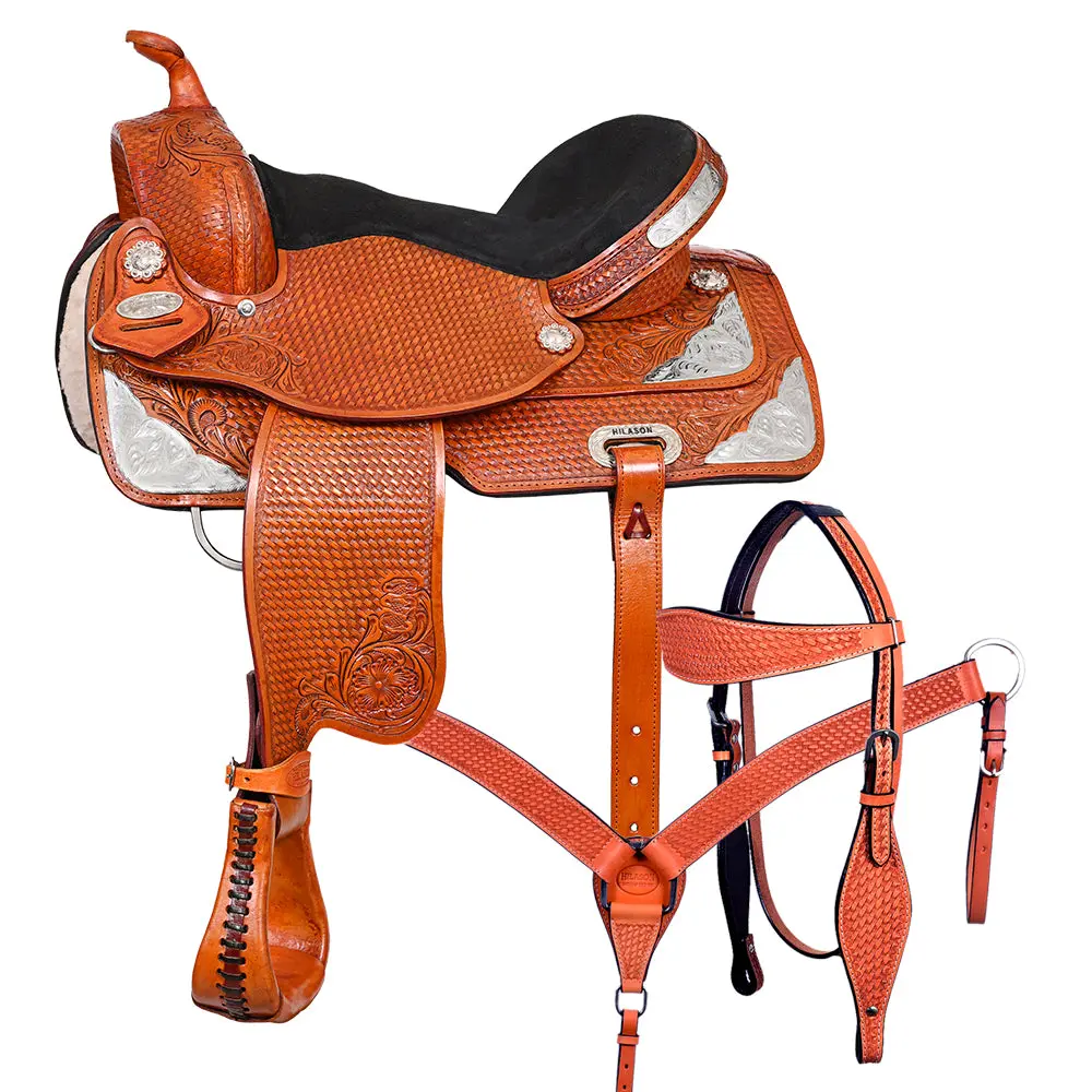Hilason Western Horse Treeless Saddle American Leather Trail Barrel Tack | For Horses 1